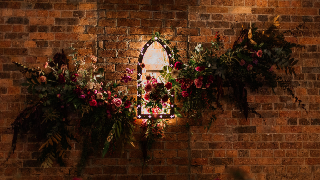 Wedding florals and reception details at The Transcontinental Hotel