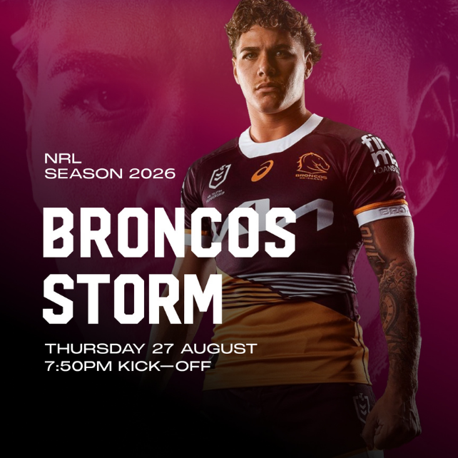 Brisbane Broncos v Melbourne Storm game day at Transcontinental Hotel near Suncorp Stadium on Thursday 27 August 2026
